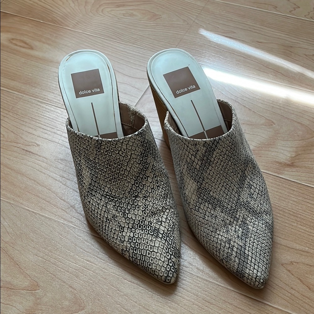 Dolce Vita Women's Snakeskin Mules - Black and White